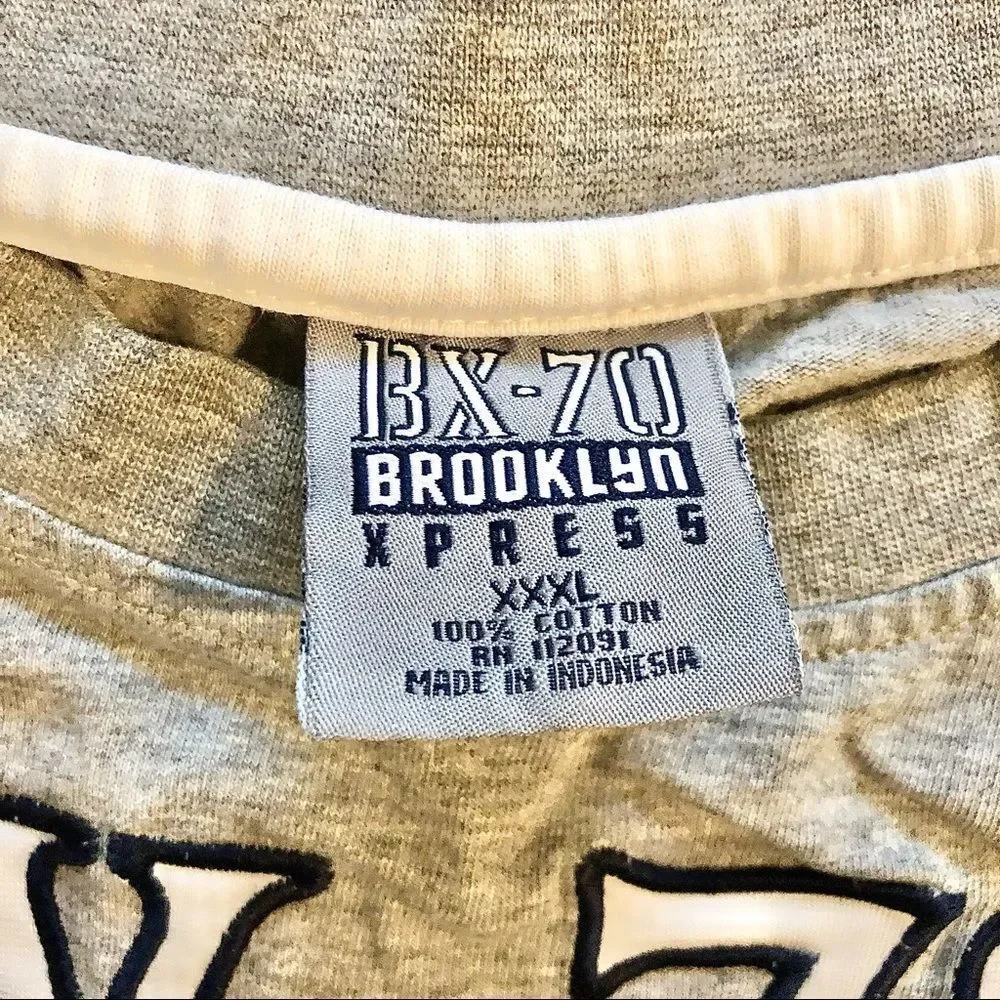 𝅺Bkx Brooklyn Express Mens Vented Comfort Tee T Shirt Size 3XL Gray Cotton Vtg